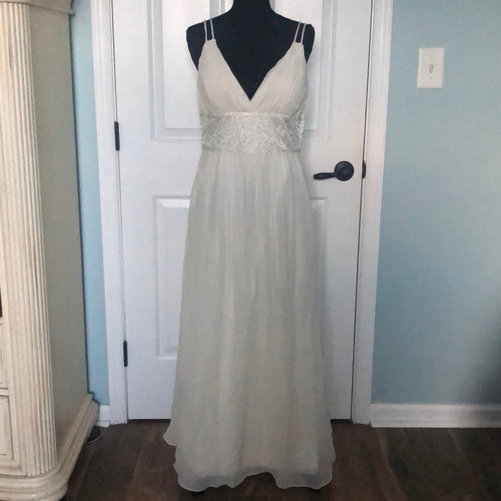 White beaded wedding dress